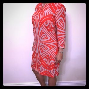 Tahari cream and orange dress
